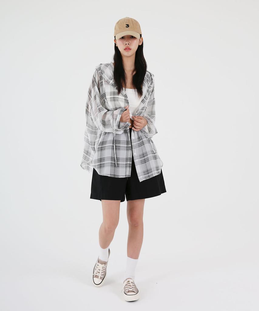 UMM Women'S See-Through Oversized Check Hoodie