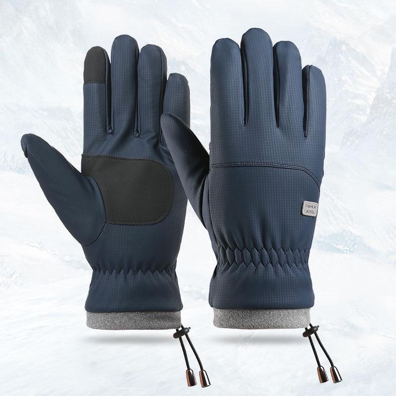 Warm gloves, piled and thickened outdoor waterproof cycling large cotton cold-proof gloves