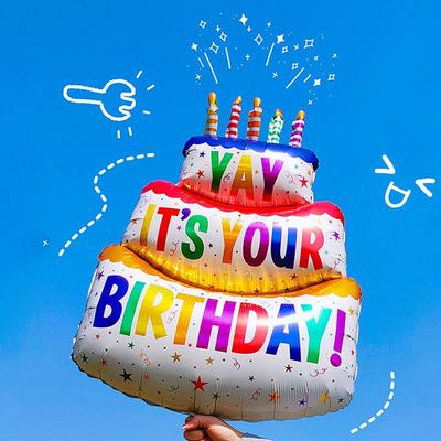 Large Smiley Birthday Cake Balloon for Party Decorations