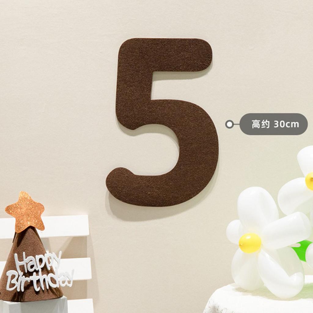 Brązowy Filcowy Baner Znak Happy Birthday Boho 1. 2. Urodziny Dekoracja Szurek Sznurek Wisząca Flaga Numer Dekor Dziecko Baby Shower