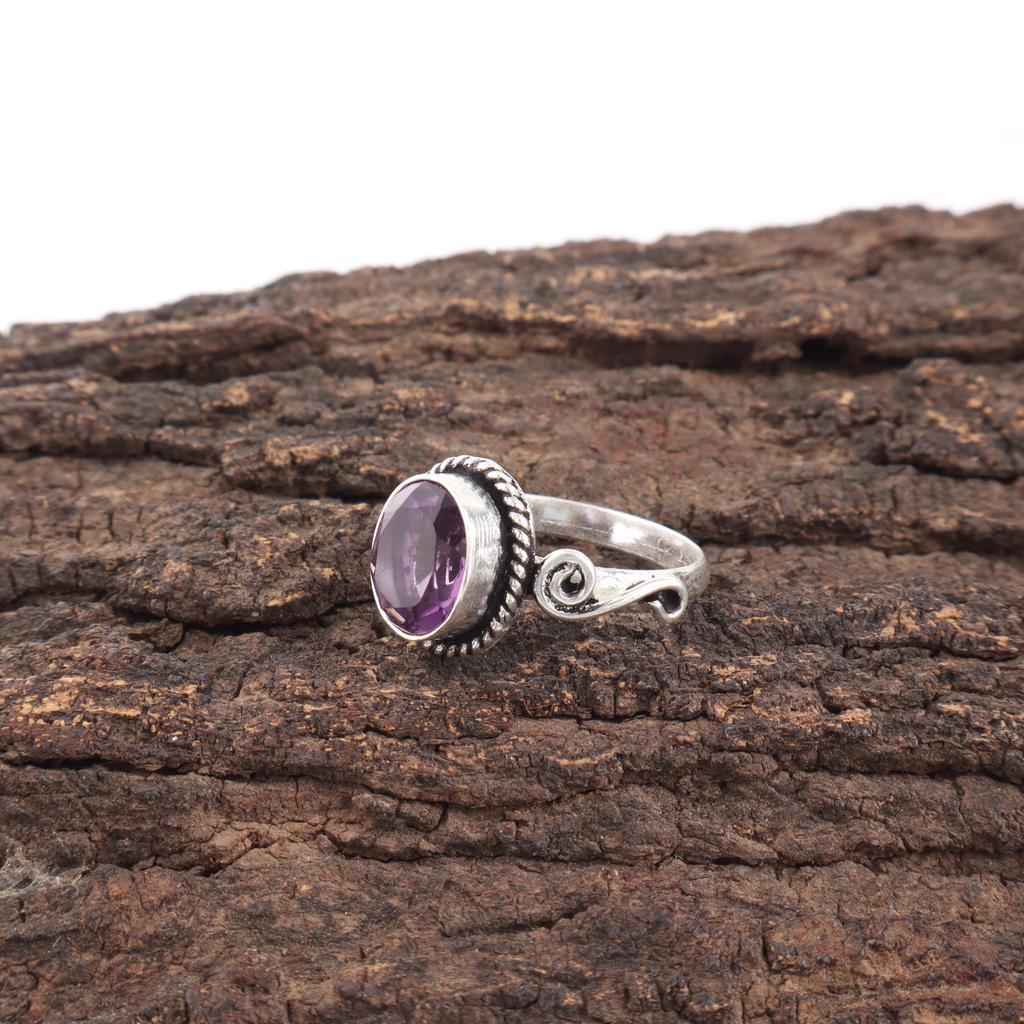 African Amethyst Ring, 925 Solid Sterling Silver Gemstone Jewelry, Handmade Ring, For Thanksgiving Gift