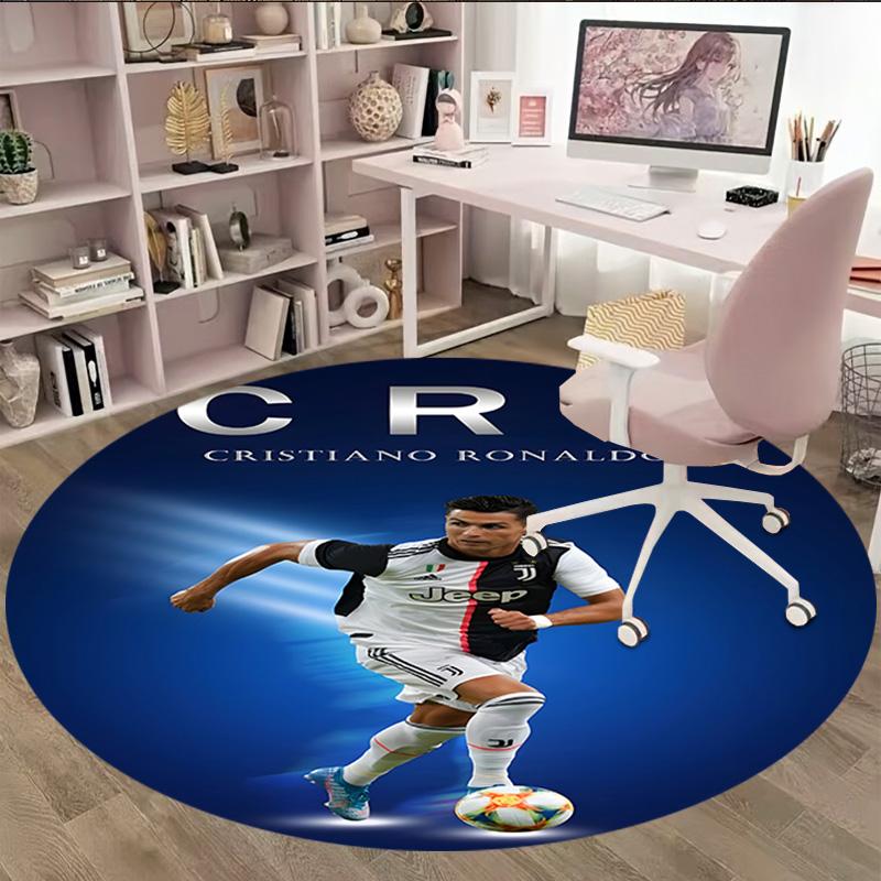 1pc Number 7 Soccer1 Carpet, Round Rug, Comfortable, Suitable for Entryways, Living Rooms, Office, And Bedrooms, Christmas Decoration