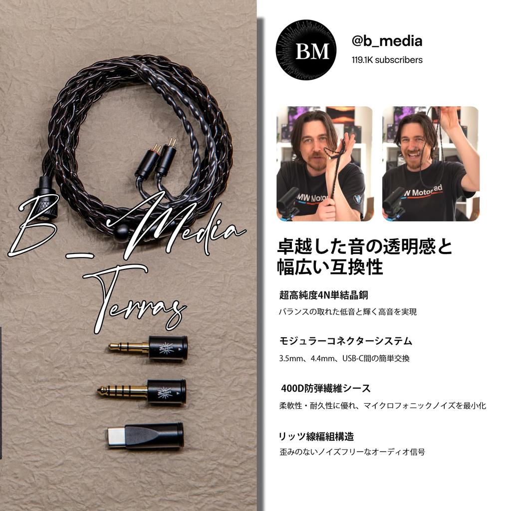 Linsoul Kiwi Ears x B-Media Terras IEM Cable, 1.25m length