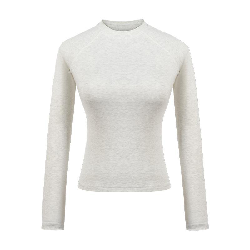 Autumn Top Long Sleeve Crew Neck Sleeve T-Shirt Women's American Slim Trend Brand Solid Color