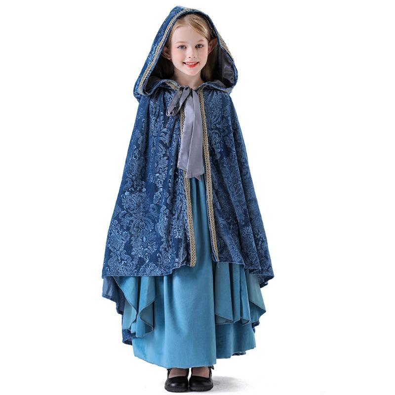 Halloween children's elf princess costume dress cape set medieval court dress