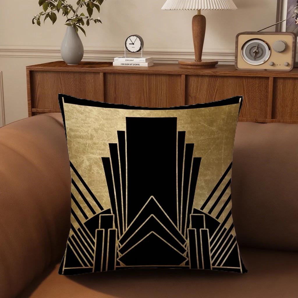 Dekoracja domu Styl Art Deco Złoty Wzorzysty Poszewki na Poduszki Wzorzysta Poszewka na Poduszkę Odpowiednia do Sofy Sypialni Samochodu Pokrowiec na Poduszkę