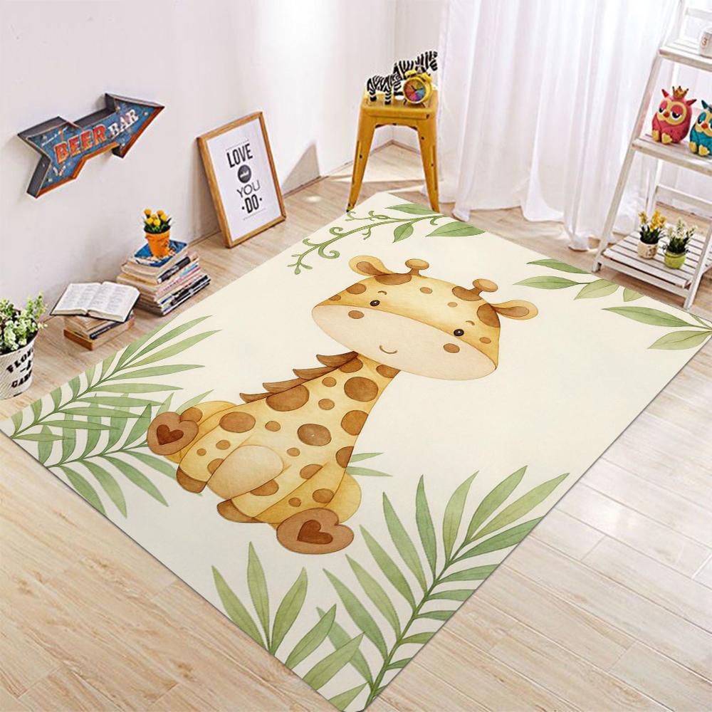 Cartoon Animal Carpet Mat Carpet Giraffe Elephant Pattern Children's Room Room Crawling Mat Bedroom Home Decoration Floor Mat