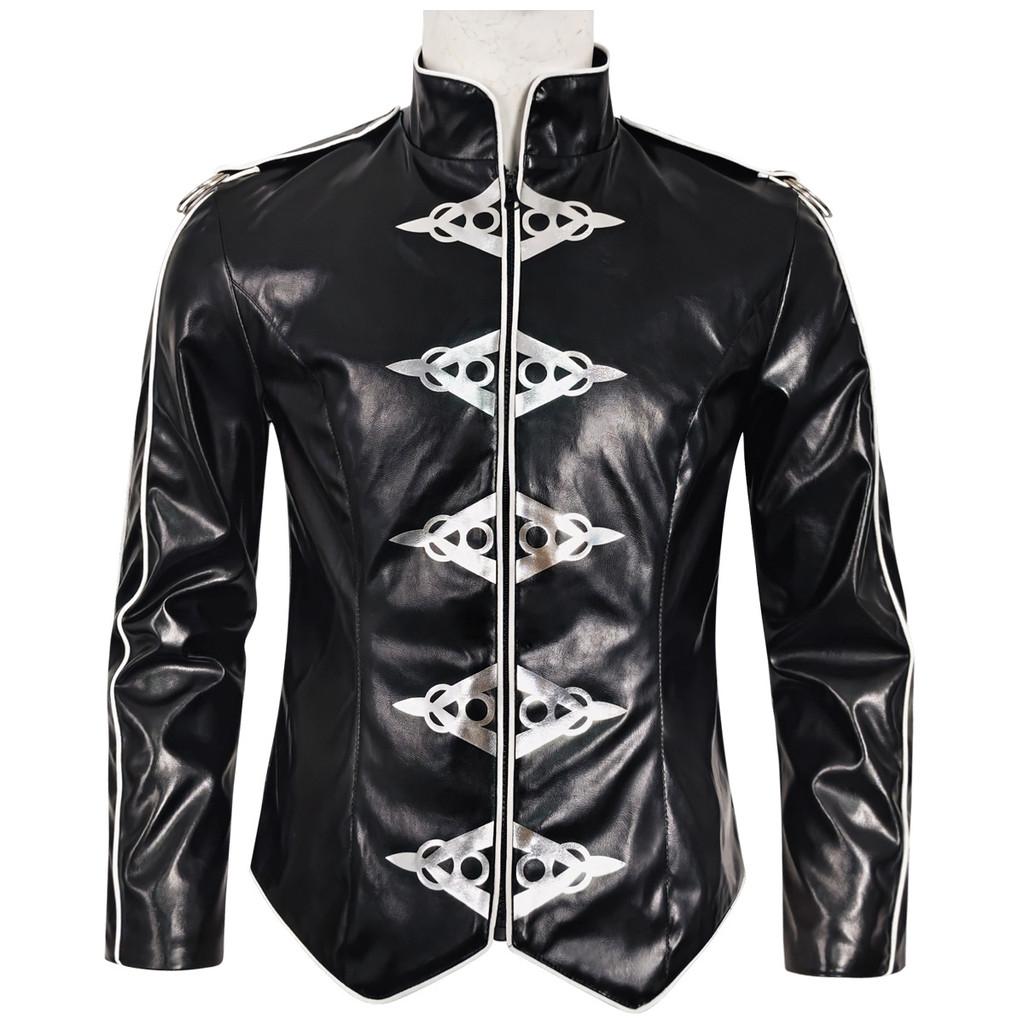 Michael Jackson Punk Black Pu Leather Jacket For Halloween Stage Shows