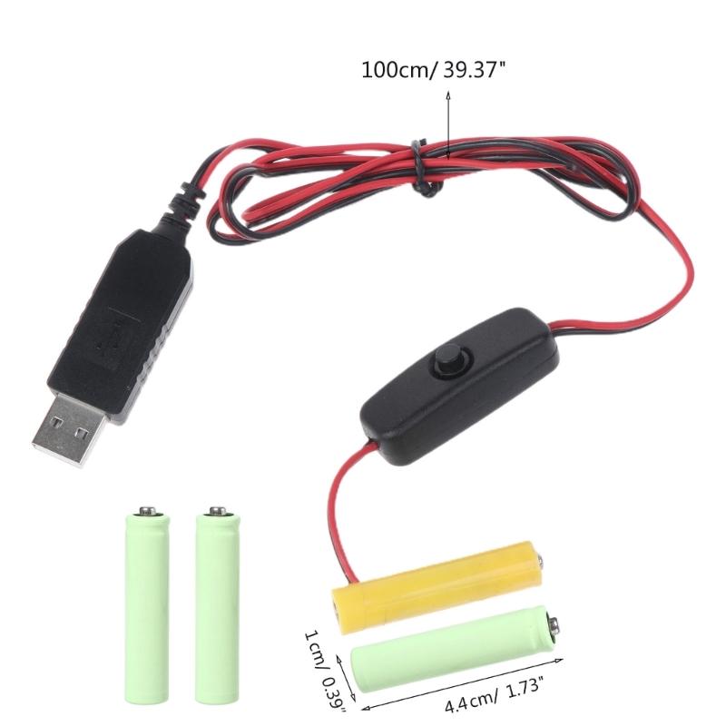 Universal USB to 6V AAA Dummy Battery Power Cable with Switch USB Power Converter for Radio LED Light Toy Remote