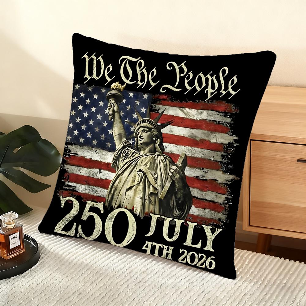 250Th Anniversary Of The Usa Cushion Cover Soft Short Plush Pillow Cover Smooth Cozy Texture Aesthetic Cushion Case Home Decor