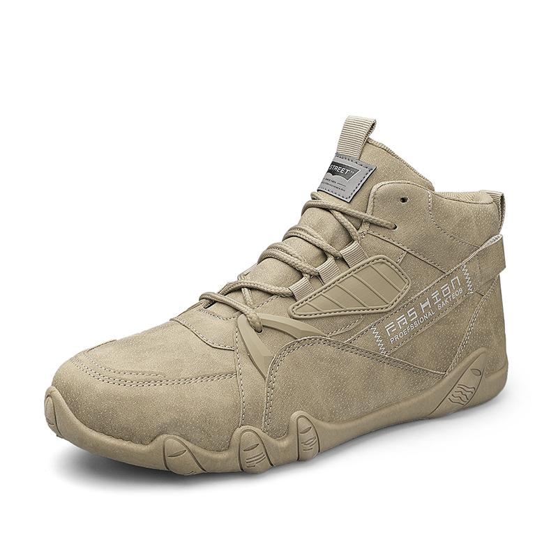 

2025 осень новая кожа хайтопы модные осьминог повседневные рабочие туфли универсальные спортивные рабочие туфли мужская обувь 44 хаки