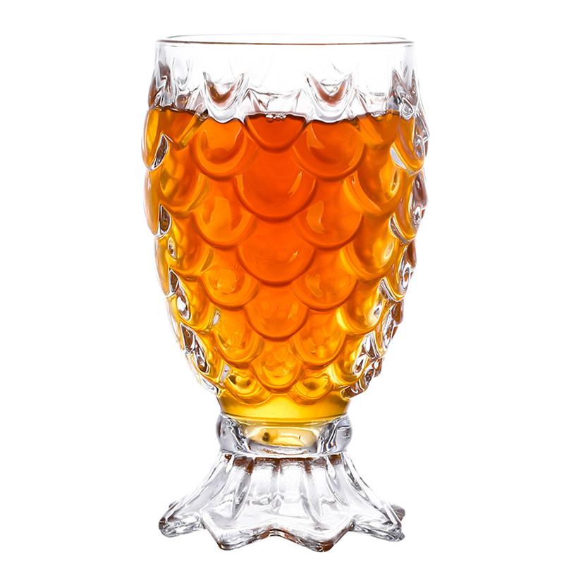 Crystal Glass Pineapple Embossed Tumbler, Vintage Beer Whiskey Water Cup, Decorative Drinking Glass for Home & Wedding