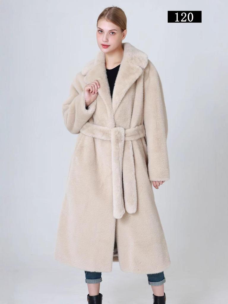 Europäische & Amerikanische Damenmode Kunstfell Winter Langmantel