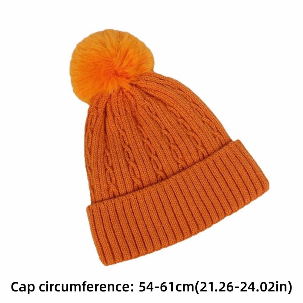 Winter Warm Pullover Cap with Fluffy Ball Beanies Cap Fashion Knitted Hat for Male Female