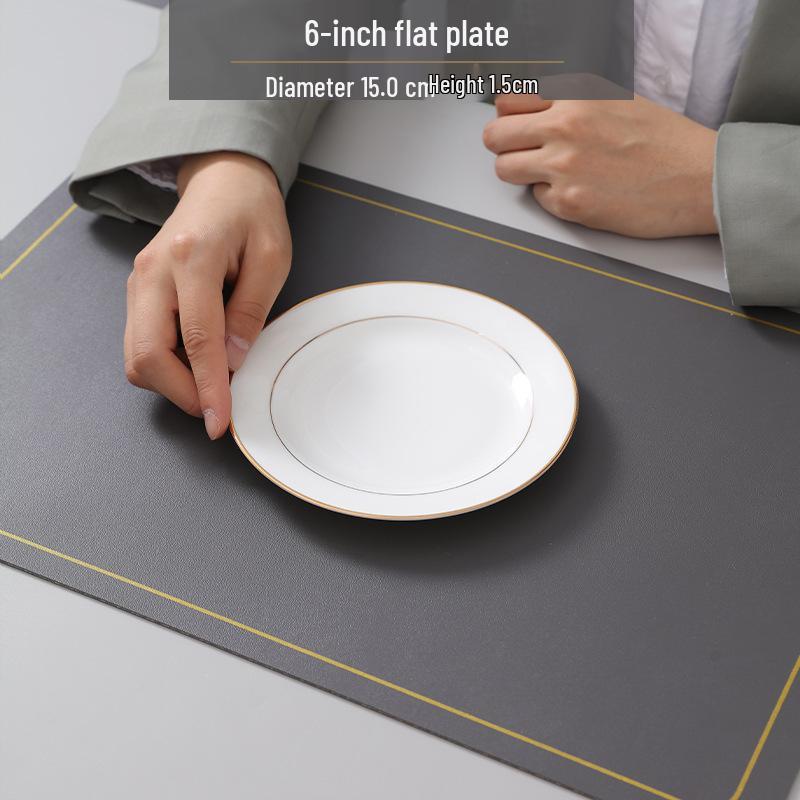 Gold Rimmed Jingdezhen Bone China Flat Plate - Elegant Ceramic Dinnerware for Home & Restaurant