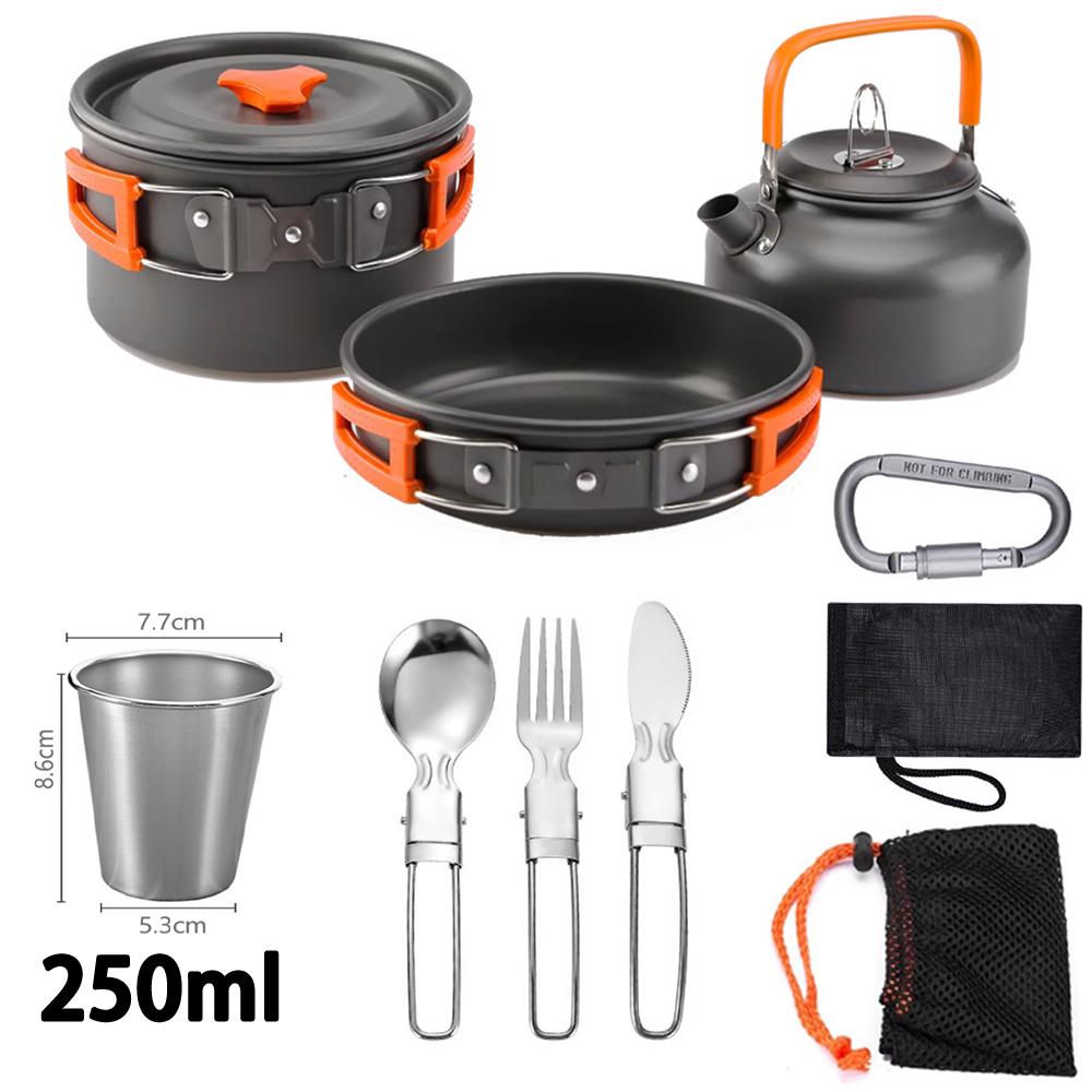 Camping Cookware Kit Foldable Outdoor Cooking Utensils Hard Alumina Save Space Equipment Heat-Resistance For 2-3 People Picnic