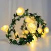 Colored Lights Rose Flower Lights Simulation Green Leaves Fairy Lights  Valentines Day