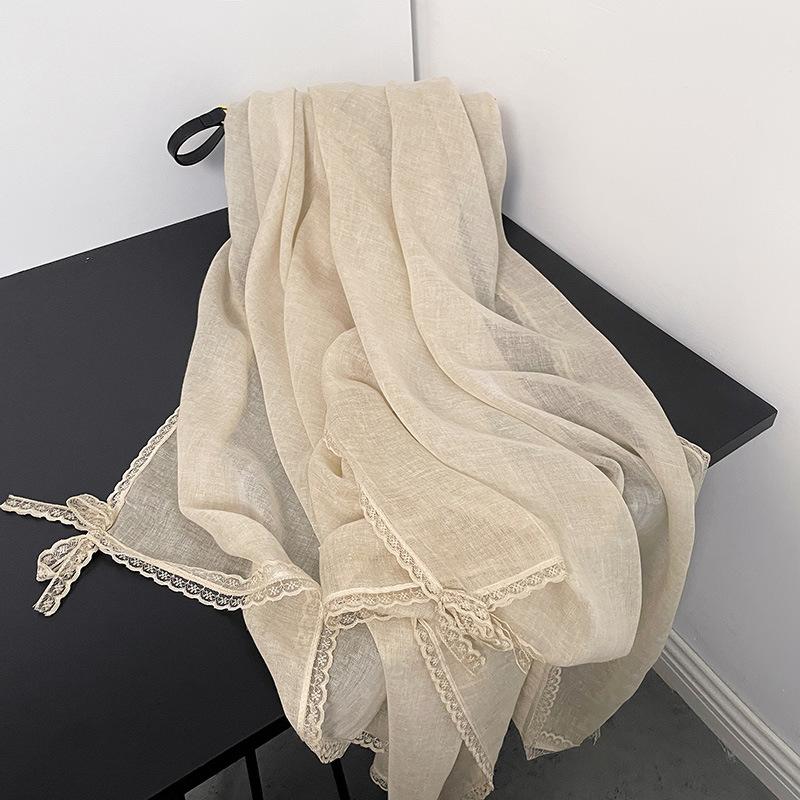 

Весна и лето Новый высококачественный модный тонкий шарф, дизайн, модный нишевый кружевной бант, шарф 195*90cm