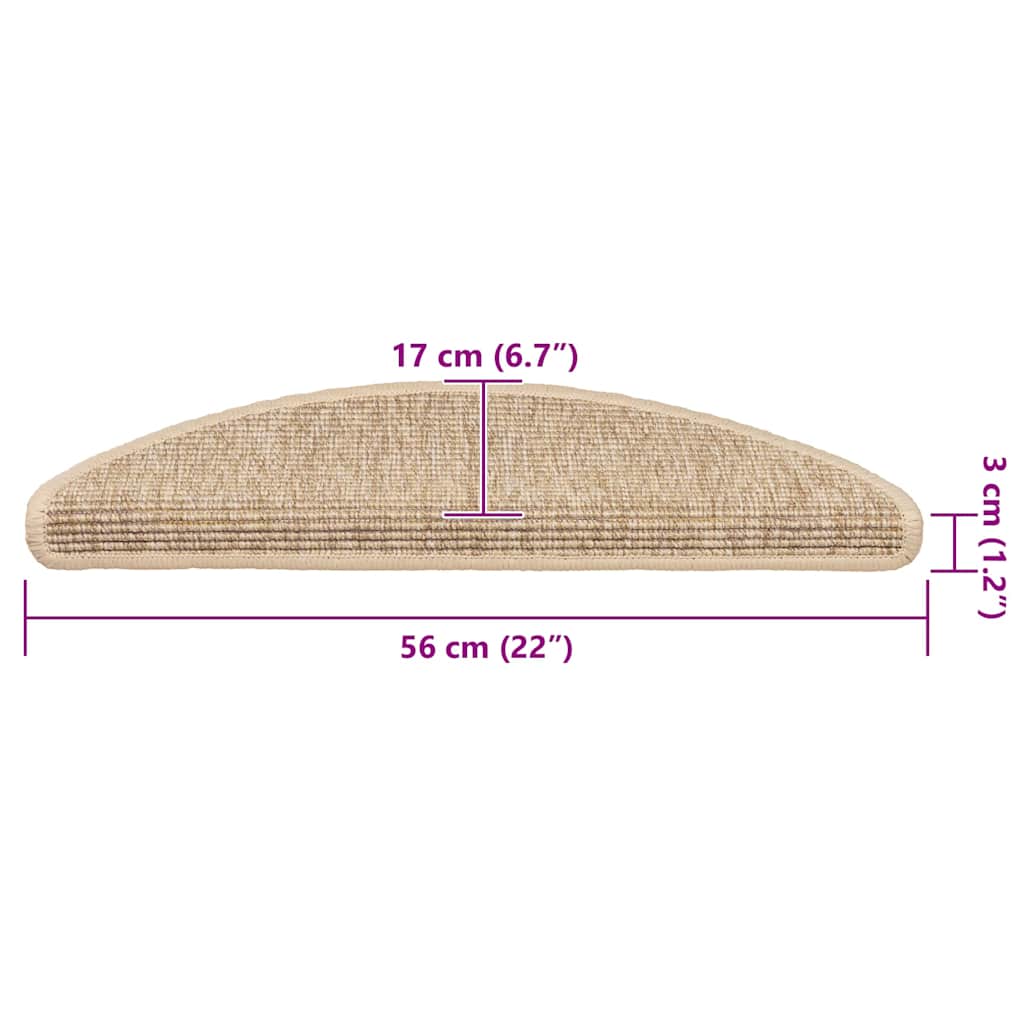 Step Mats 15 Pcs 56 X 17 X 3 Cm Light Beige Semi Circular