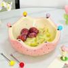 2 in 1 Ceramic Fruit Plate Strawberry Orange Shape Salad Serving Fruit Serving Plate Decoration with Forks Fruit Fork Set