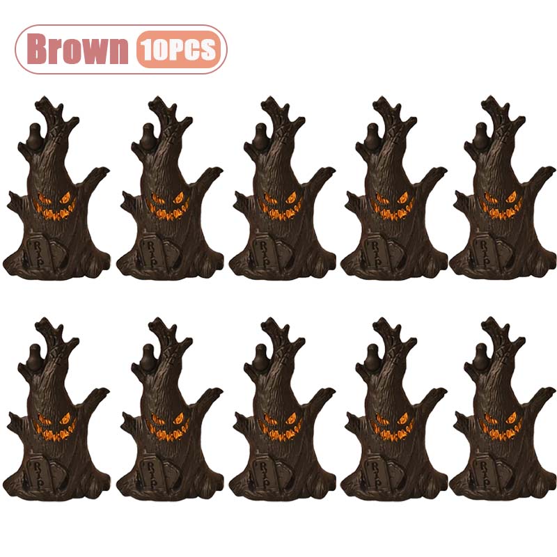 1–10PCS Halloween LED Ghost Face Pumpkin Lights Flameless Candle Tree Stump Decor for Table Home Party Indoor Holiday Setting