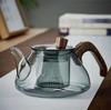 650ml High Borosilicate Glass Teapot Walnut Wood Handle Japanese Style Glass Teapot Electric Ceramic Stove Smoke Gray Glass Pot