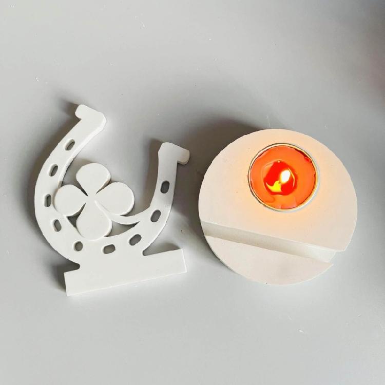Horseshoe Candlesticks Silicones Molds Fourth Leaf Clovers Candle Holder Molds