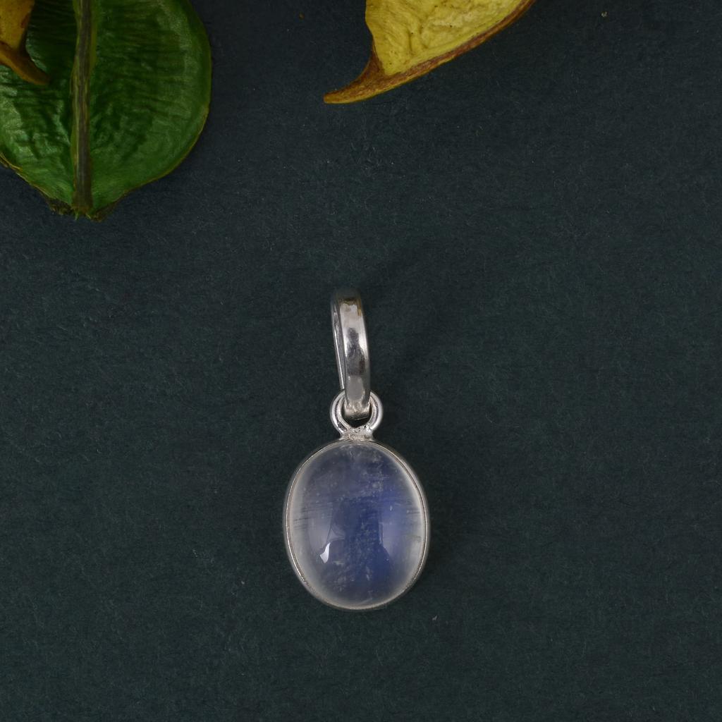 Oval Cabochon Moonstone Pendant Solid 925 Sterling Silver Gemstone Pendant Without Chain Jewelry For Women or Girls - 10.87 Gms