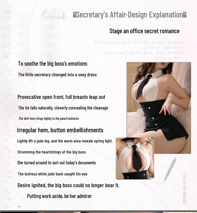 Women's Sexy Secretary Open-Cup Lingerie and Buttock-Hugging Dress Set