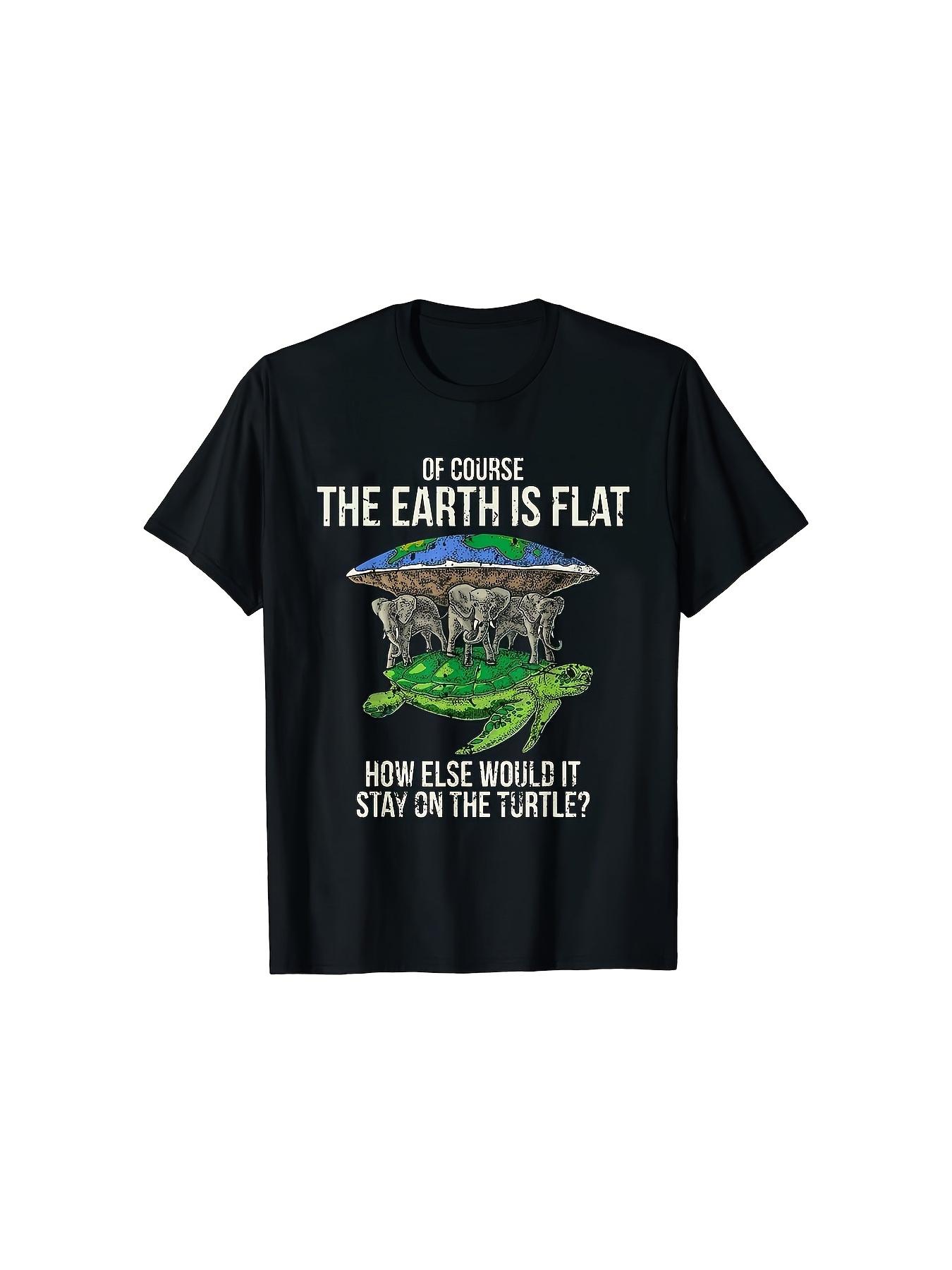 Men s Fun Flat Earth Society T-Shirt- A Novelty T-shirt Featuring a Flat Earth Map and Design. Short-sleeved XXXXL