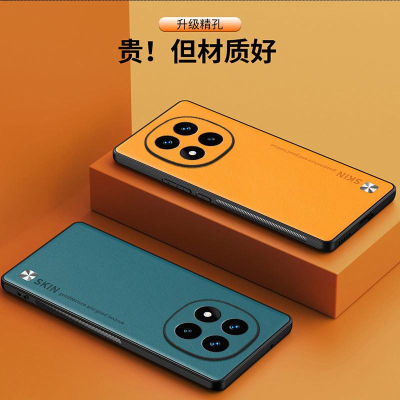 Applicable to Redmi note14pro mobile phone case lens all-inclusive square plain leather soft case anti-drop protective case CD pattern