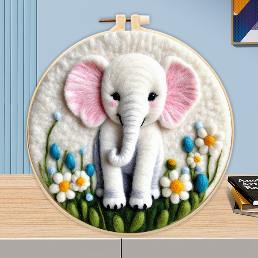 

CHENISTORY 20x20cm Frame With Needle Felting Painting Kit For Beginner Animal Handmade Home Decorationg DIY Handicraft New