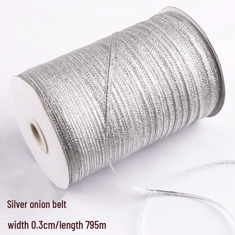 Satin Ribbon with Silver and Gold Glitter for Cake Decoration and Packaging
