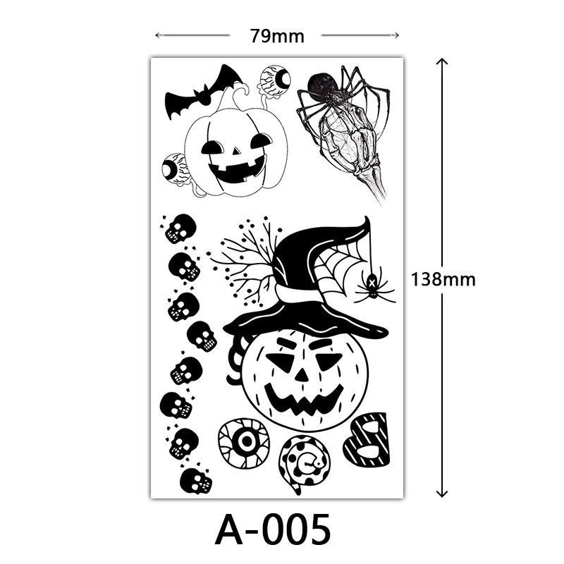 Halloween Tattoo Sticker, Skull Reaper Sickle, Black Bat Tombstone Pumpkin Tattoo