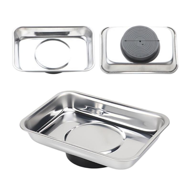 1Pcs Stainless Steel Magnetic Parts Rectangular Trays Screw Wrench Organizing Hardware Accessories Magnetic Tray