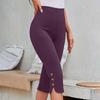 Women's Fashionable Solid Color High Waist Slimming Casual Elastic Waist Bottom Cropped Pants