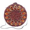 WHTUOHENG Round Brown Rhinestone Crystal Clutch For Women Evening Sunflower Handbag Prom Bag Bridal Clutches Wedding Purse