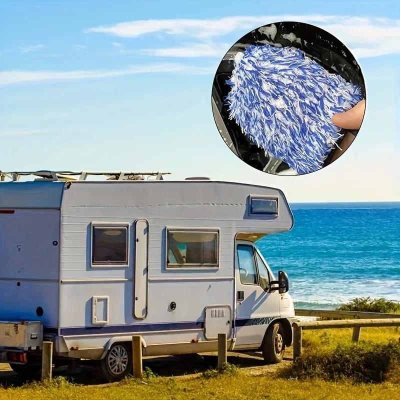 Lucullan Two-sided Microfiber Wheel Detailer Wash Glove Super Soft Long Hair Car Detailing Pocket Mitt