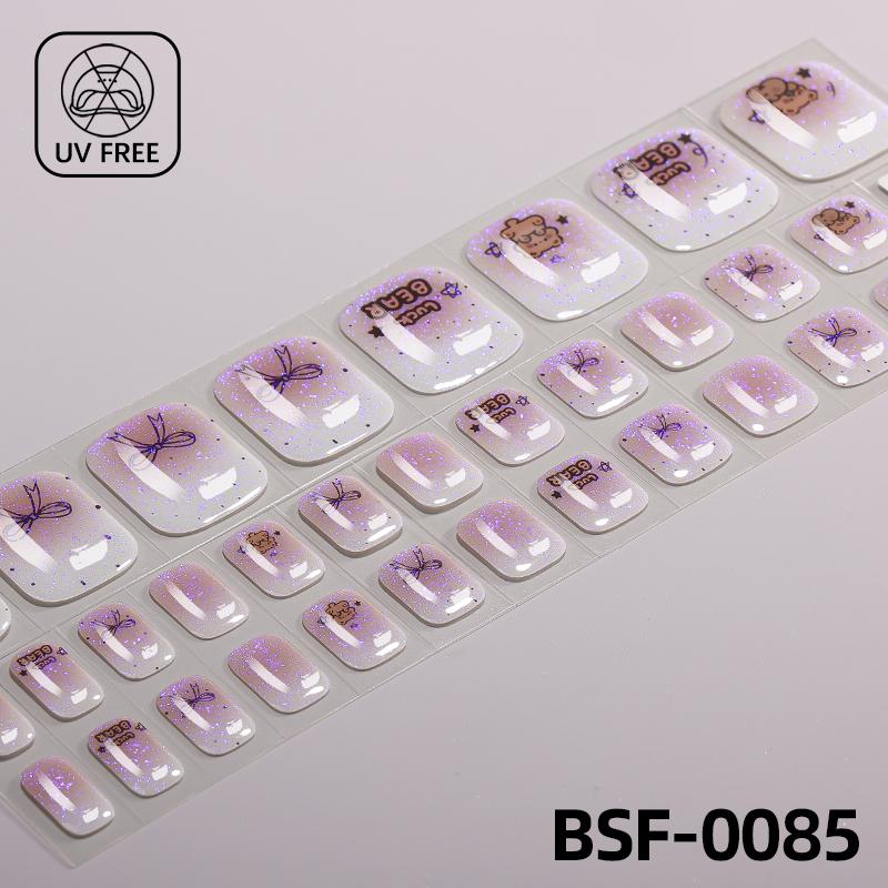 Popular Style New 3D Waterproof Nail Sticker Plastic UV Free Nail Wraps Toe Wraps
