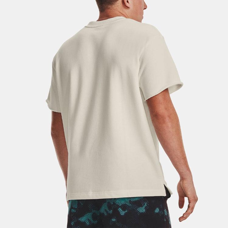 Under Armour Logo Print Crew Neck Casual Short Sleeve T-Shirt Men Tops White 1377435-130