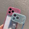 Acrylic Sparkling Diamond Big Window for For Iphone 16 1 14 13 17 Pro Max With Camera Protection Shine High Clear Back Cover