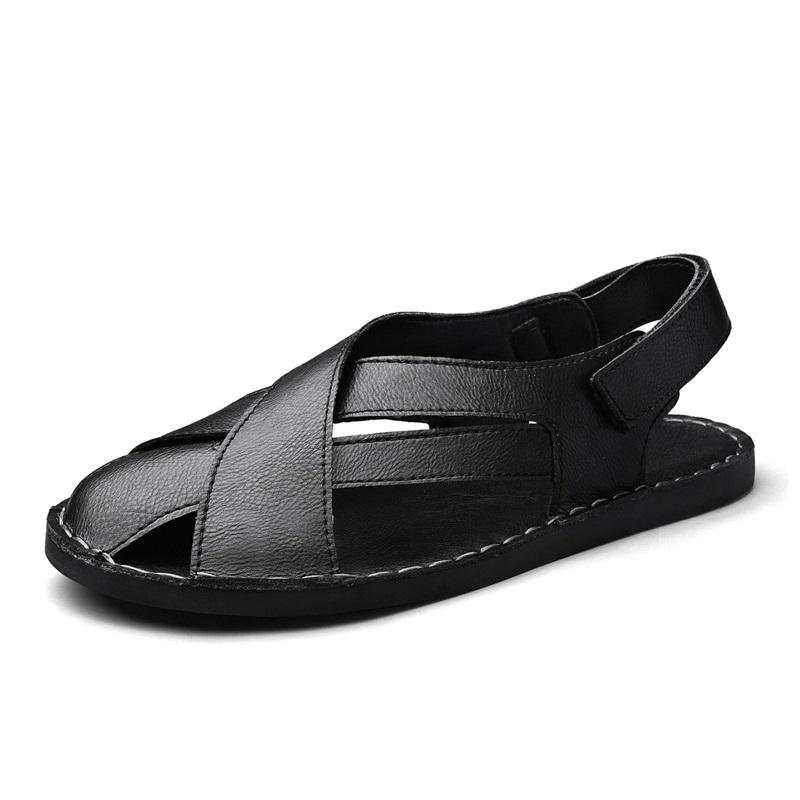 

TUINANLE Men’s Summer Slip-On Sandals: Non-Slip, Soft, Stylish, Casual, Large Sizes, Leather Sandals 39 чорний