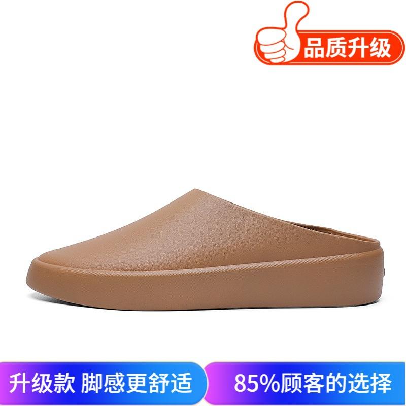 Summer new trend versatile personality half tray indoor and outdoor bag head one pedal comfortable leather waterproof lazy tide shoes