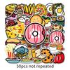 50 Cartoon Food Doodle Stickers: Original Hand-Painted Waterproof Decals for Kids - Ideal for Phone Cases & Suitcases