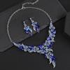 GemChic Women's New Exquisite Alloy Branch Flowers Crystal Rhinestone Collarbone Necklace Earrings Two Piece Set Birthday Christmas Jewelry Gift