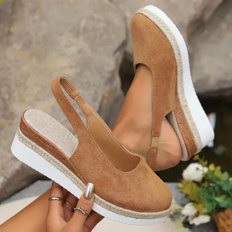 Sandalias De Muje Summer Women Plain Wedge Sandals Bohemian Handmade Ladies Casual Comfortable Espadrilles Platform Pumps Shoes