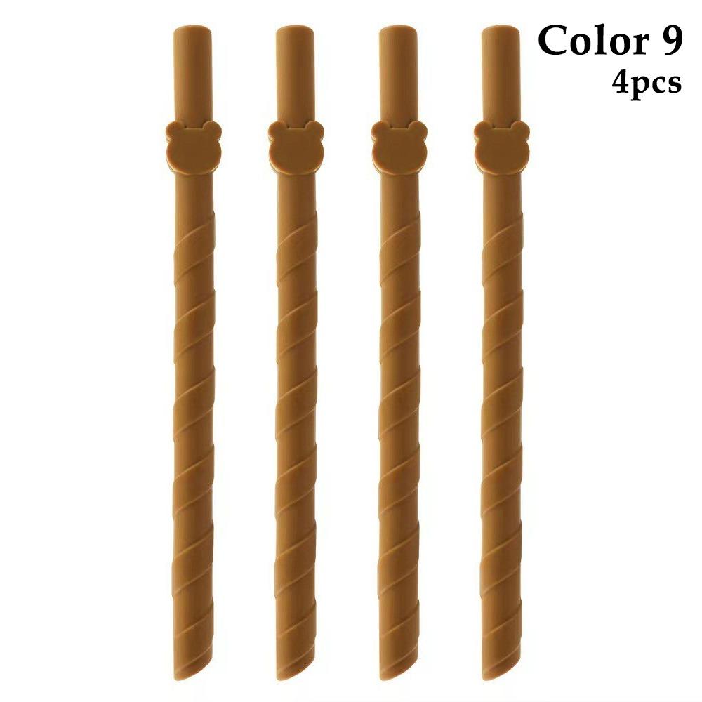 4Pcs Children's Milk Tea Straight Straws Food Grade Reusable Straws Creative Silicone Straws