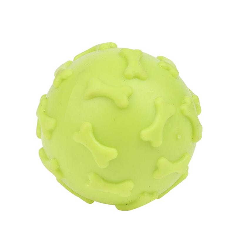 

Pet Plaything Interactive Dog Toys Squeaky Rubber Dog Toy Ball Cartoon Paw Print Design Small Breeds Durable Chew Dental Health
