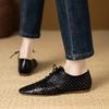 Fashion 2025 Summer New Women Flat Shoes Round Toe Hollow Out Basic Casual Working Comfortable Soft Genuine Leather Shoes Woman Concise