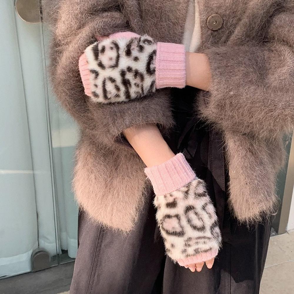 Hands Free Warm Knitted Gloves Thick Half Finger Gloves Fashion Winter Thermal Gloves  For Women
